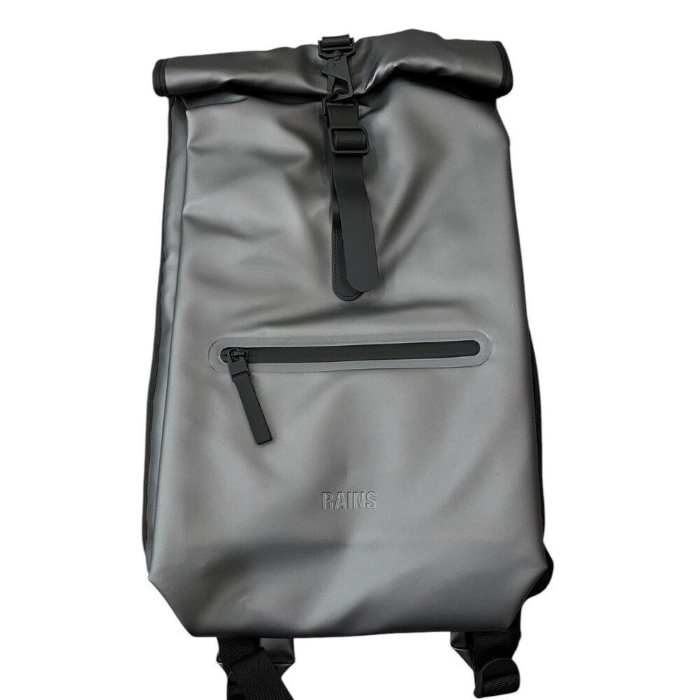RAINS Weatherproof Waves Rucksack Silver Backpack Men Women Adjustable MSRP $125